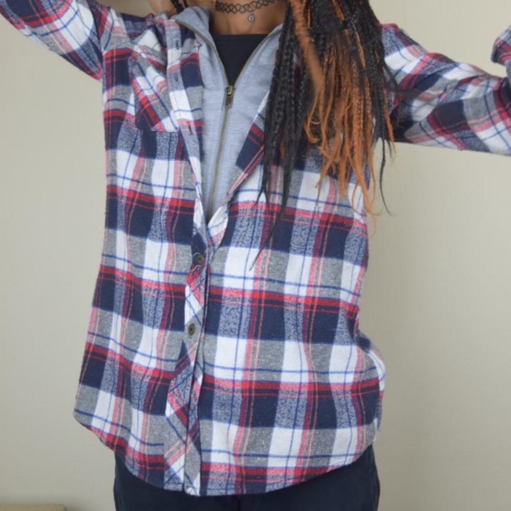 Flannel/Sweater with Hoodie